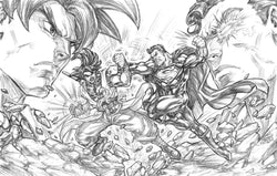 Xeno Goku vs. Superman Prime - Original Pencils