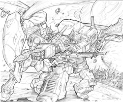 Gundam Wing Zero Vs. Optimus Prime - Original Pencils
